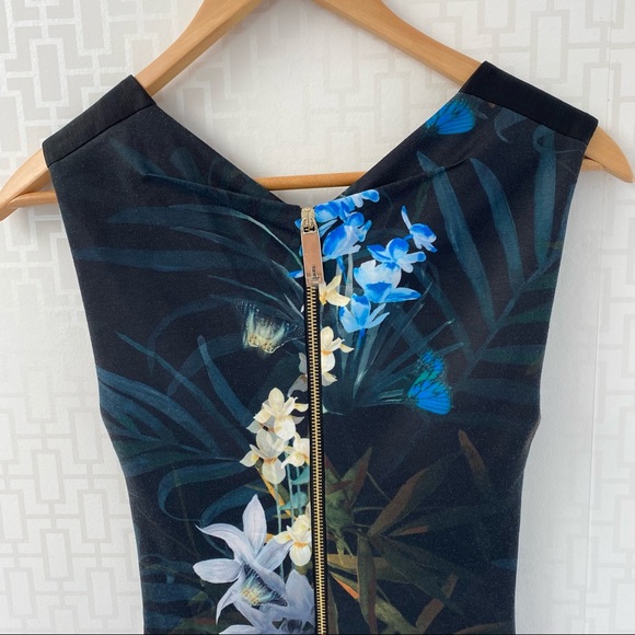 🇬🇧 Ted Baker Twilight Floral Fitted Dress, Size 0 - Picture 6 of 13